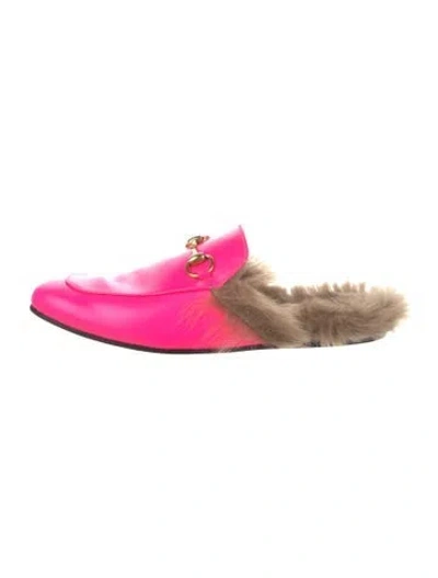 Pre-owned Gucci 1955 Horsebit Accent Leather Mules In Pink
