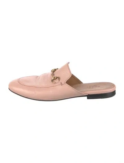 Pre-owned Gucci 1955 Horsebit Accent Leather Mules In Pink