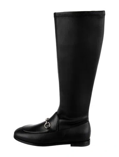 Pre-owned Gucci 1955 Horsebit Accent Leather Riding Boots W/ Tags In Black