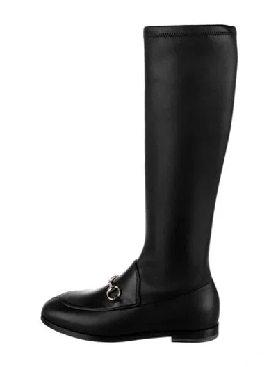 Pre-owned Gucci 1955 Horsebit Accent Leather Riding Boots W/ Tags In Black