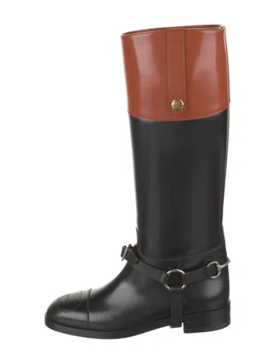 Pre-owned Gucci 1955 Horsebit Accent Leather Riding Boots W/ Tags In Black