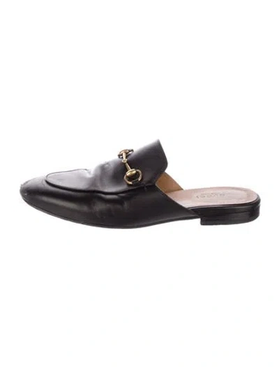 Pre-owned Gucci 1955 Horsebit Accent Leather Slides In Brown