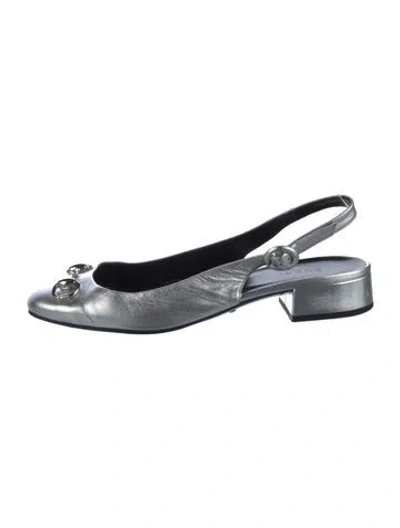Pre-owned Gucci 1955 Horsebit Accent Leather Slingback Flats