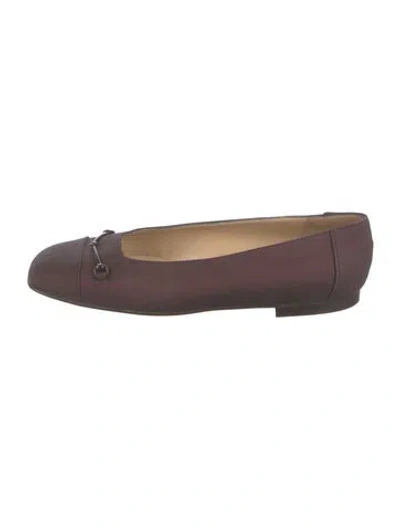 Pre-owned Gucci 1955 Horsebit Accent Satin Ballet Flats In Burgundy