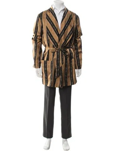Pre-owned Gucci 1955 Horsebit Accent Silk Robe In Brown