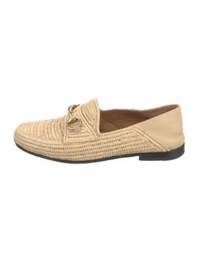 Pre-owned Gucci 1955 Horsebit Accent Straw Loafers In Neutral