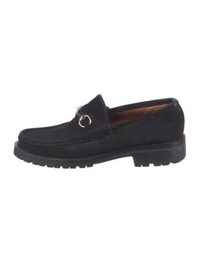 Pre-owned Gucci 1955 Horsebit Accent Suede Loafers In Blue