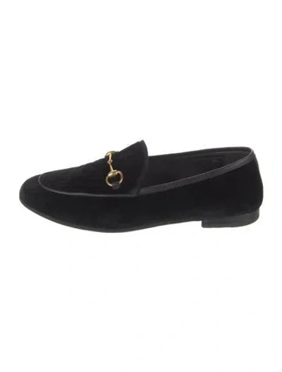 Pre-owned Gucci 1955 Horsebit Accent Velvet Loafers In Black