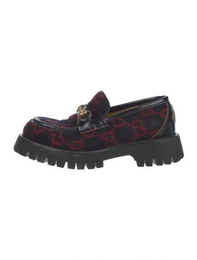 Pre-owned Gucci 1955 Horsebit Accent Velvet Loafers In Blue
