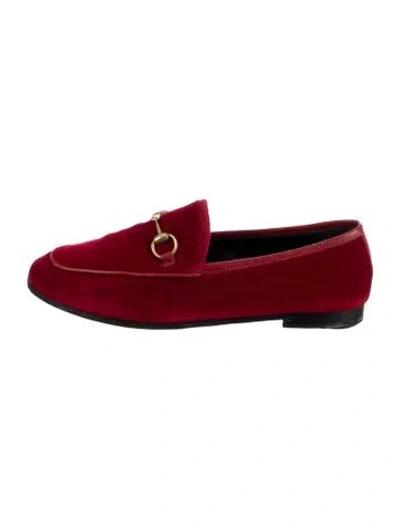 Pre-owned Gucci 1955 Horsebit Accent Velvet Loafers In Red
