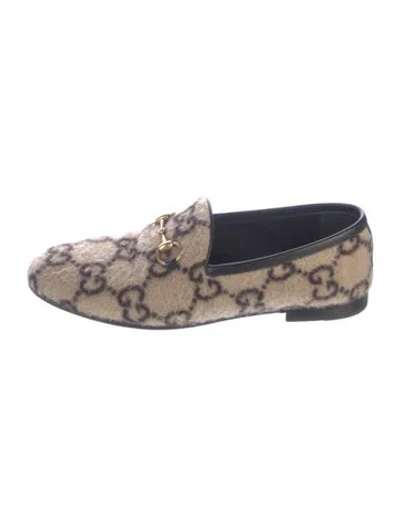 Pre-owned Gucci 1955 Horsebit Accent Wool Loafers In Neutrals
