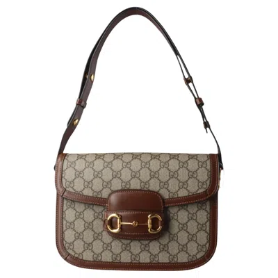 Pre-owned Gucci 1955 Horsebit Bag Tan Brown Small Leather Canvas Monogram