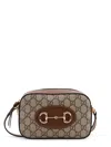 Gucci 1955 Horsebit Gg Supreme Fabric And Leather Shoulder Bag In Brown