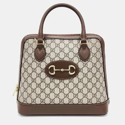 Pre-owned Gucci 1955 Horsebit Medium Top Handle Bag In Beige