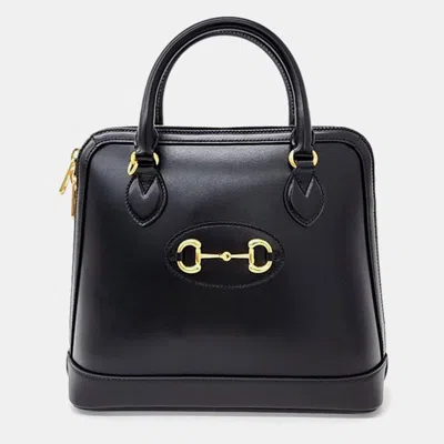 Pre-owned Gucci 1955 Horsebit Medium Top Handle Bag In Black