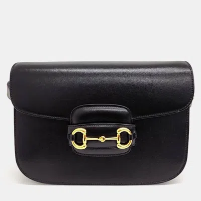 Pre-owned Gucci 1955 Horsebit Shoulder Bag (602204) In Black