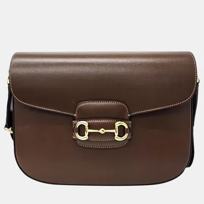 Pre-owned Gucci 1955 Horsebit Shoulder Bag (700457) In Brown