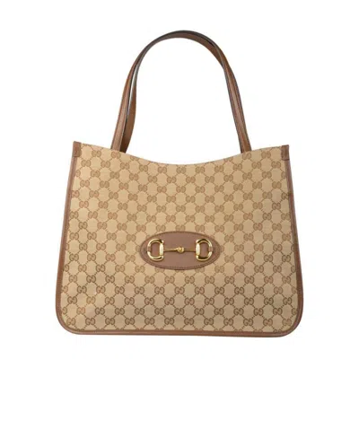 Gucci 1955 Horsebit Tote Bag In Nude