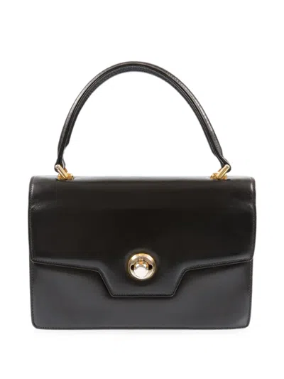Pre-owned Gucci 1960s Box Leather Tote Bag In Black