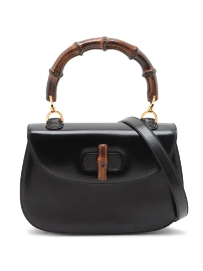 Pre-owned Gucci 1970-1990 Bamboo-handle Shoulder Bag In Black