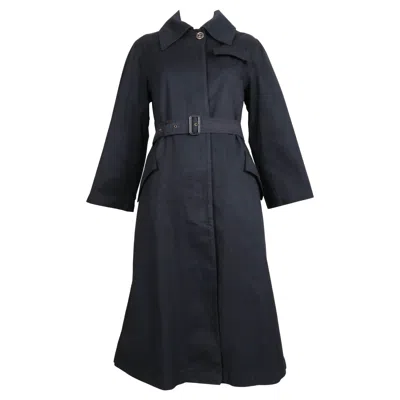 Pre-owned Gucci 1970's  Navy Blue Cotton Trench Coat With Enameled Gg Buttons