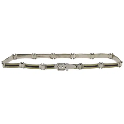Pre-owned Gucci 1970's  Silver And Enamel Buckle Belt