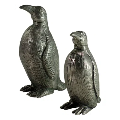 Pre-owned Gucci 1970  Silver Metal Italian Penguin Salt And Pepper Shackers In Black