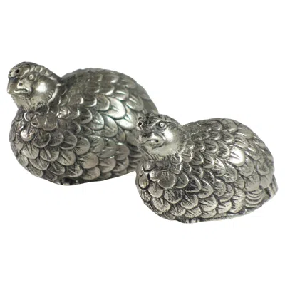 Pre-owned Gucci 1970  Silver Metal Italian Quail Salt And Pepper Shackers