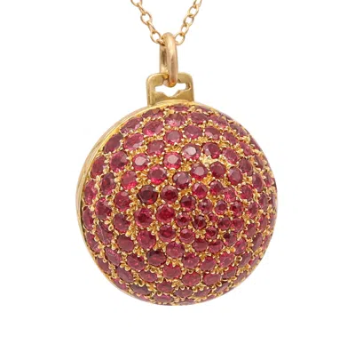 Pre-owned Gucci 1970 Milano Secret-box Ball Pendant In 18kt Gold With 8.35 Ctw Rubies In Multi