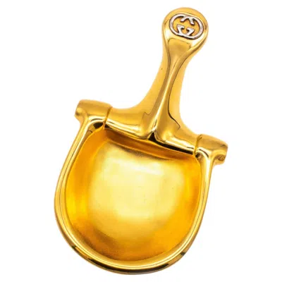 Pre-owned Gucci 1970 Milano Very Rare Vintage Horse Bit Trinket Tray In 24kt Gilt Bronze In Gold