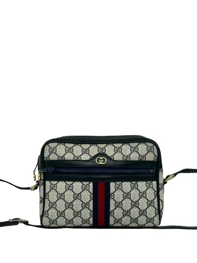 Pre-owned Gucci 1970-1990 Gg Supreme Interlocking G Web Crossbody Bag In Neutrals