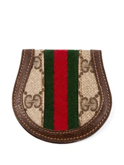 Pre-owned Gucci 1970s Gg-motif Coin Wallet In Neutral
