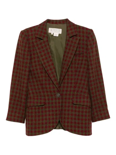 Pre-owned Gucci 1970s Gingham-check Jacket In Green