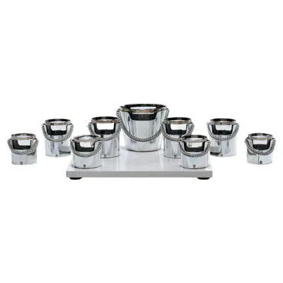 Pre-owned Gucci 1970s  Style Vintage Chrome & Smoked Glass Chained Barware Caddy Set In Gray