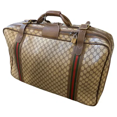 Pre-owned Gucci 1970s Iconic  Gg Monogram Canvas And Web Stripes Suitcase In Brown