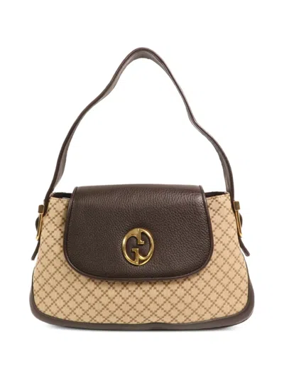 Pre-owned Gucci 1973 Diamante Gg Shoulder Bag In Neutral