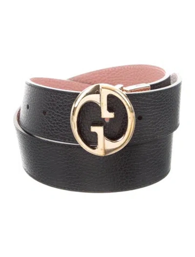 Pre-owned Gucci 1973 Pattern Leather Belt In Black