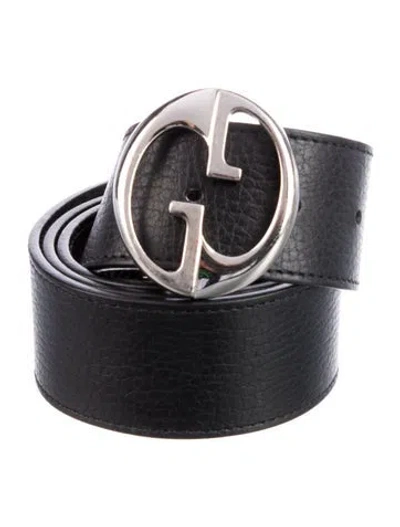 Pre-owned Gucci 1973 Pattern Leather Belt In Black