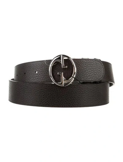 Pre-owned Gucci 1973 Pattern Leather Belt In Black