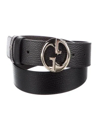 Pre-owned Gucci 1973 Pattern Leather Belt In Black