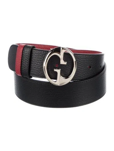 Pre-owned Gucci 1973 Pattern Leather Waist Belt In Black