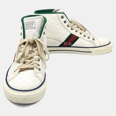 Pre-owned Gucci 1977 Tennis High-top White Canvas Sneakers Eu 39