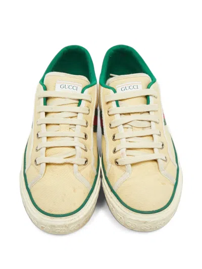 Pre-owned Gucci 1977 Tennis Web Sneakers In Neutrals