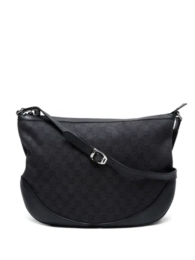 Pre-owned Gucci 1980-1990 Gg-pattern Shoulder Bag In Black