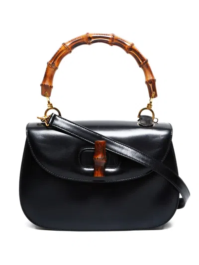 Pre-owned Gucci 1980-1999 Bamboo Handle Shoulder Bag In Black