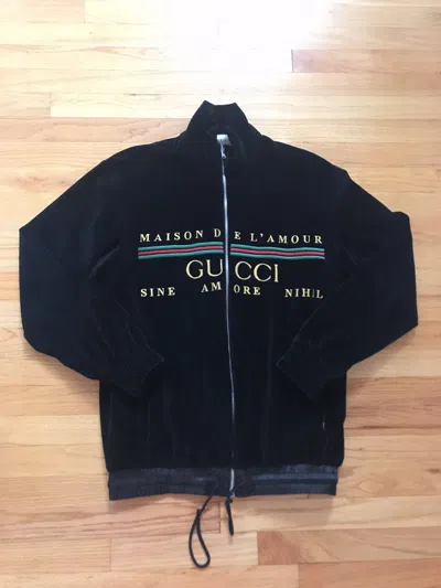 Pre-owned Gucci $1980 Oversized Embroidered Chenille Jacket In Black