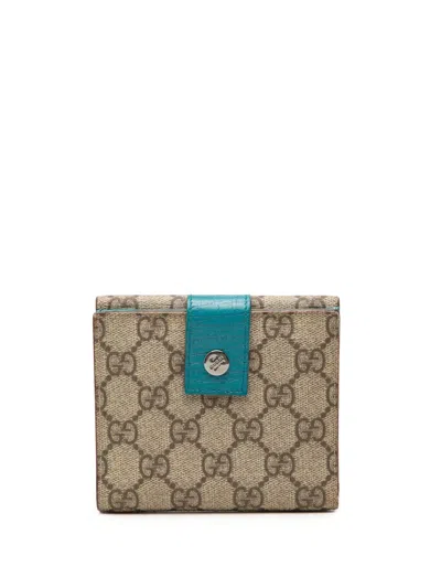 Pre-owned Gucci 1980-1990 Gg Supreme Compact Wallet Small Wallets In Neutrals