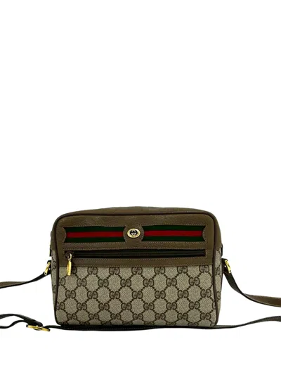Pre-owned Gucci 1980-1990 Gg Supreme Web Crossbody Bag In Neutrals