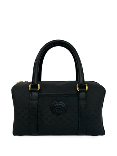 Pre-owned Gucci 1980-1990 Micro Gg Canvas Boston Bag In Black