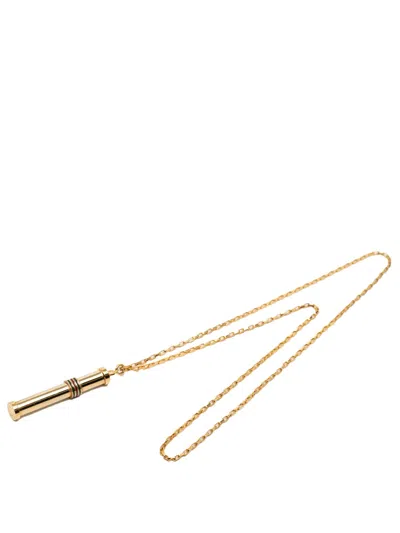 Pre-owned Gucci 1980-2000 Gold Plated Web Perfume Bottle Pendant Necklace Costume Necklace